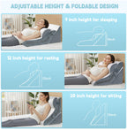 VMFKPNR 3PCS Wedge Pillow for Sleeping, 15-in-1 Orthopedic Bed Wedge Pillow Set Adjustable Memory Foam Wedge Pillow for After Surgery, Acid Reflux, Snoring, Back Pain Relief