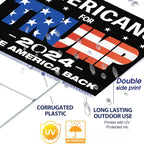 Double Sided 2024 Trump Yard Signs, 17" X 13" Trump 2024 Yard Sign, Take America Back Trump Signs for Yard Metal H-Frames, 2pcs Small Trump Flag, 4pcs Trump Tattoos