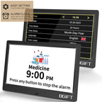 10.1" Digtal Clock with Day and Date for Seniors, Large LCD Display, Auto Dimmable, 12 Alarm Settings - Best Gift for Elderly