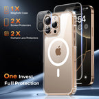 TAURI 5 in 1 for iPhone 16 Pro Case, Compatible with MagSafe [Not-Yellowing] with 2X Screen Protector + 2X Camera Lens Protector, Military-Grade Protection, Magnetic Case for iPhone 16 Pro 6.3", Clear