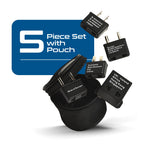 International Worldwide Travel Plug Adapter 5 Piece Set, Great for Cell Phones, Battery Chargers, Laptops to Work in Most Countries