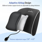ZIKEE Airbag Lumbar Support Pillow for Office Chair and Car Seat, Adjustable Memory Foam Lumbar Pillow for Contoured Lower Back Support & Pain Relief, Lower Back Cushion with Dual Straps & Airy Fabric