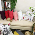 Thmyo 4-Pack 100% Cotton Comfortable Solid Decorative Throw Pillow Case Square Cushion Cover Pillowcase Sublimation Blank Christmas DIY Throw Pillow Covers for Couch Sofa(18x18 inch/ 45x45cm,Red)