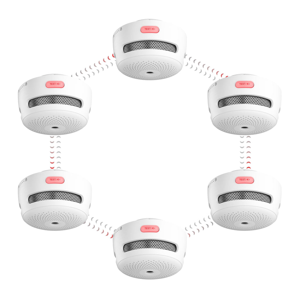 X-Sense Wireless Interconnected Smoke Detector Battery Powered Fire Alarm with Over 820 feet Transmission Range, XS01-WR Link+, 6-Pack