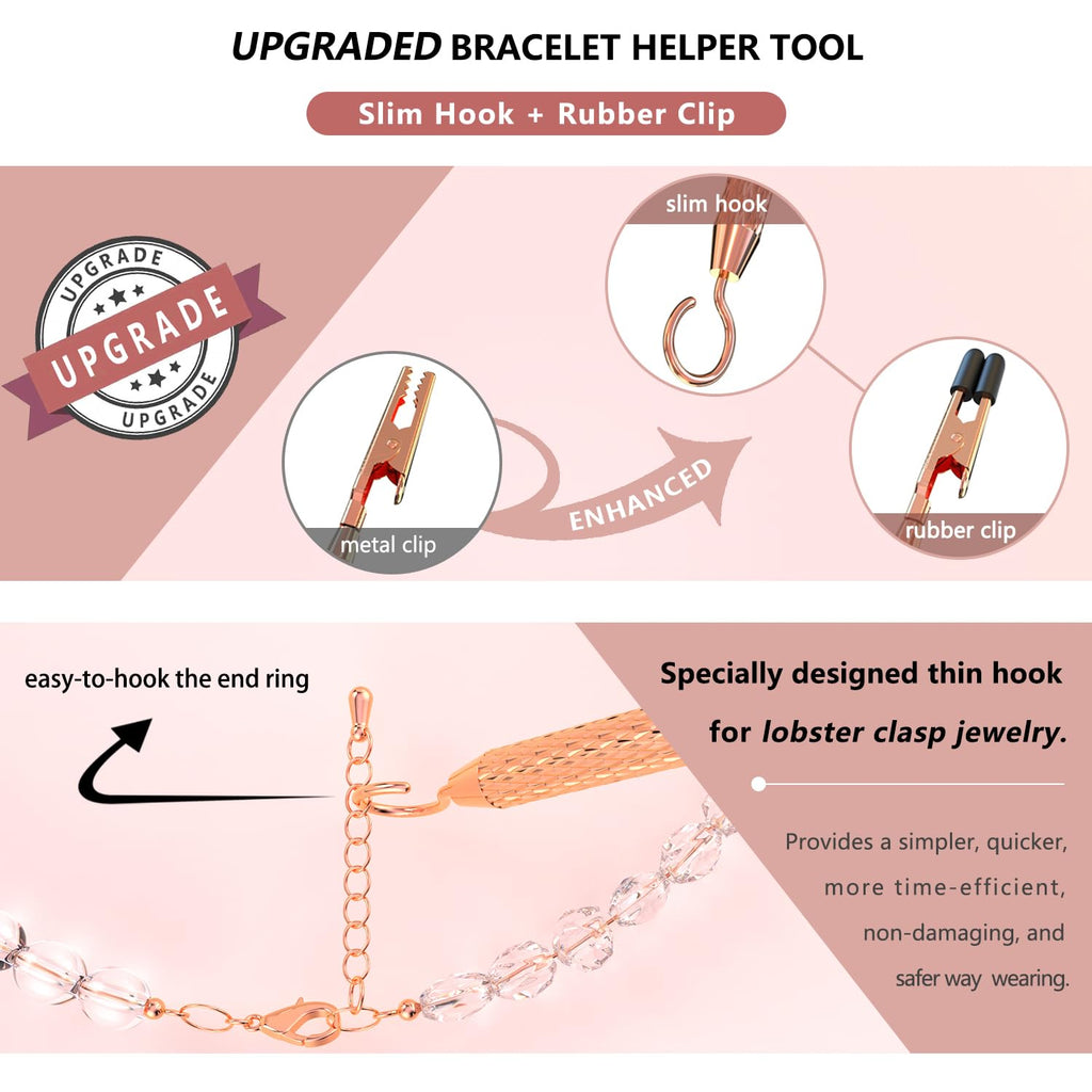 ChangWanna Bracelet Helper Tool 3Pcs - Pretty Bracelet Helper to Put on Yourself, Easy Jewelry Wearing Tool Aid Assistance, Metal Bracelet Buddy Fastening Helper Fastener Necklace Clasp Helper Elderly