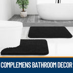 Black Bathroom Rug 30x20, Extra Soft Absorbent Chenille Bath Rugs, Rubber Backing Quick Dry, Machine Washable Bath Mats for Bathroom Floor, Tub and Shower, Home Decor Accessories