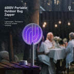 VLISBO Electric Mosquito Swatter 3000V Bug Zapper Racket Dual Modes 2 in 1 Mosquito Killer with Fly Light with USB Rechargeable Base Powerful Fly Trap Lamp for Home, Kitchen, Patio - Grey White