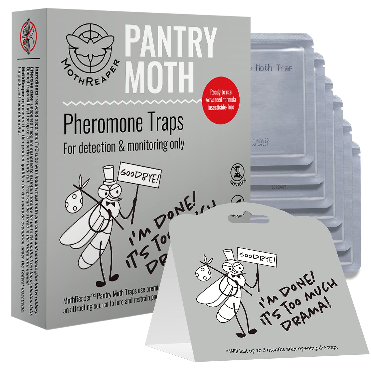 Pantry Moth Traps 6-Pack - Pantry Moth Traps for Food Moths, Pantry Pest Trap with Pheromones Prime for Grain, Flour, Seed and Meal Moths - Cupboard Moth Traps, Pest and Pantry Moth Pheromone Trap