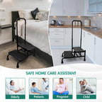 Gyykzz 2 Step Stool with Handle for Elderly, Heavy Duty Medical Step Stool with Adjustable Handrail and Non-Slid Platform for Adults, Seniors and Handicap, Bed Steps for High Beds Holds up to 400LBS