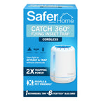 Safer Home Catch 360° Cordless Flying Insect Trap, UV LED Light, Chemical-Free, 10 Day Rechargeable Battery, Effective Fruit Fly Traps for Indoors, Gnat Traps for House Indoor, 1 Device + 6 Glue Cards