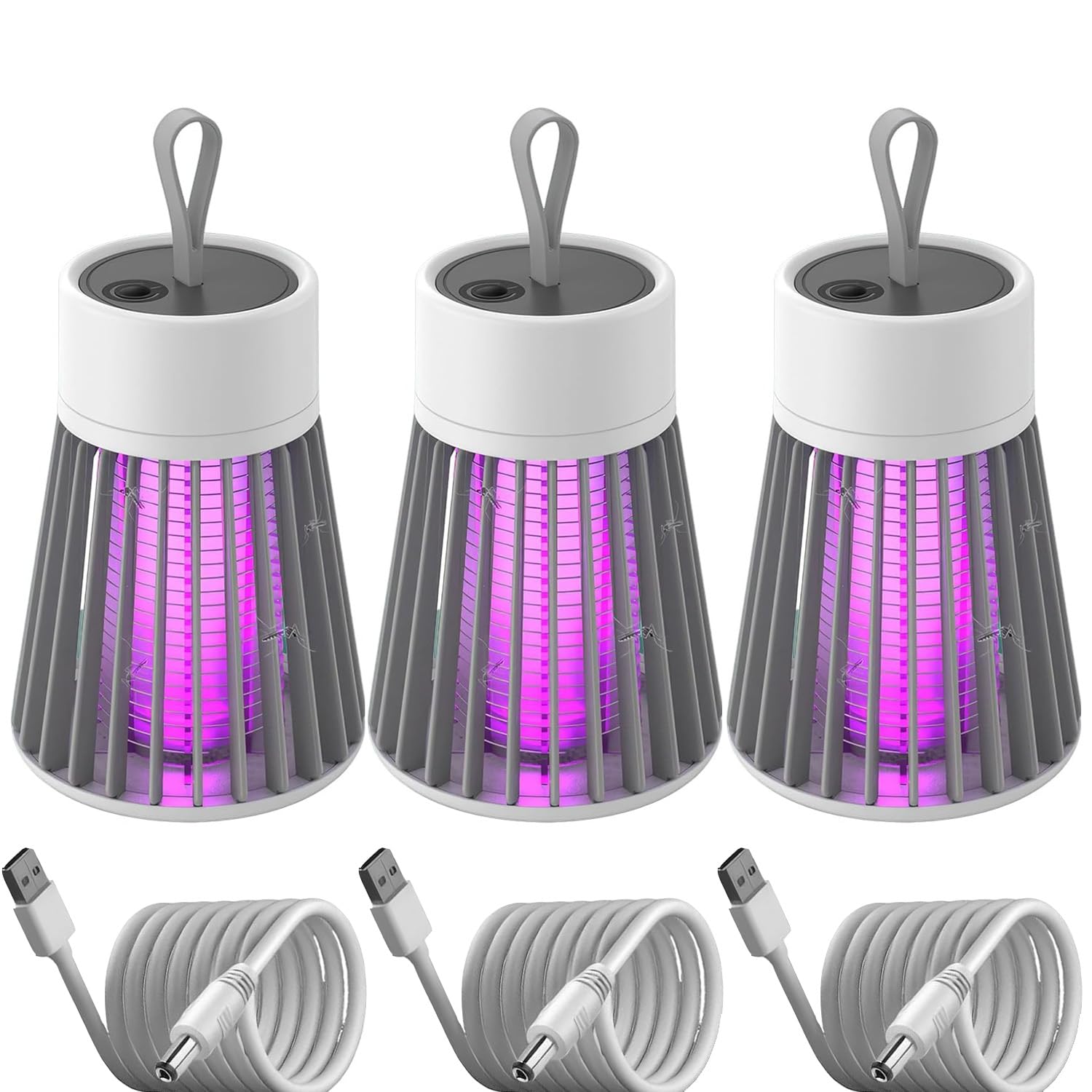 Mozz Guard 𝑴osquito 𝒁apper 2024, New Generation Portable Cordless Mozzguard 2.0,USB Charing and Low Noise, Suitable for Indoor, Home Garden, Camping, Picnic (Grey 3PCS)
