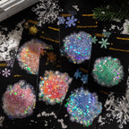 Yoksas 120 Pieces Fantasy Snowflake Stickers - Transparent, Waterproof, Holographic Christmas Decorations Winter Stickers for Junk Journals, Scrapbooking, Gift Wrapping