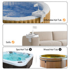 POOLCOMFT Hot Tub Table Tray with Adjustable Phone Holder, 2 Cup Holders, Hot Tub Accessories, Perfect for Outdoor Inflatable Hot Tub & Pool, Unique Gifts for Women, Mom(Scented Candle & Card)