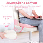 AMOOS Stylish Pink Seat Cushion, Ergonomic Wider Office Chair Cushion Enhances Posture with Lasting Support for Sciatica & Hip Pain Relief, Memory Foam Cushion for Office & Home Chair, Car Seat