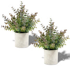 Coferset 2 Pack Small Fake Plants Christmas Greenery Eucalyptus Potted Artificial Plants for Shelf Desk Home Bathroom Farmhouse Room Coffee Table Decor Christmas Decor(Purple)