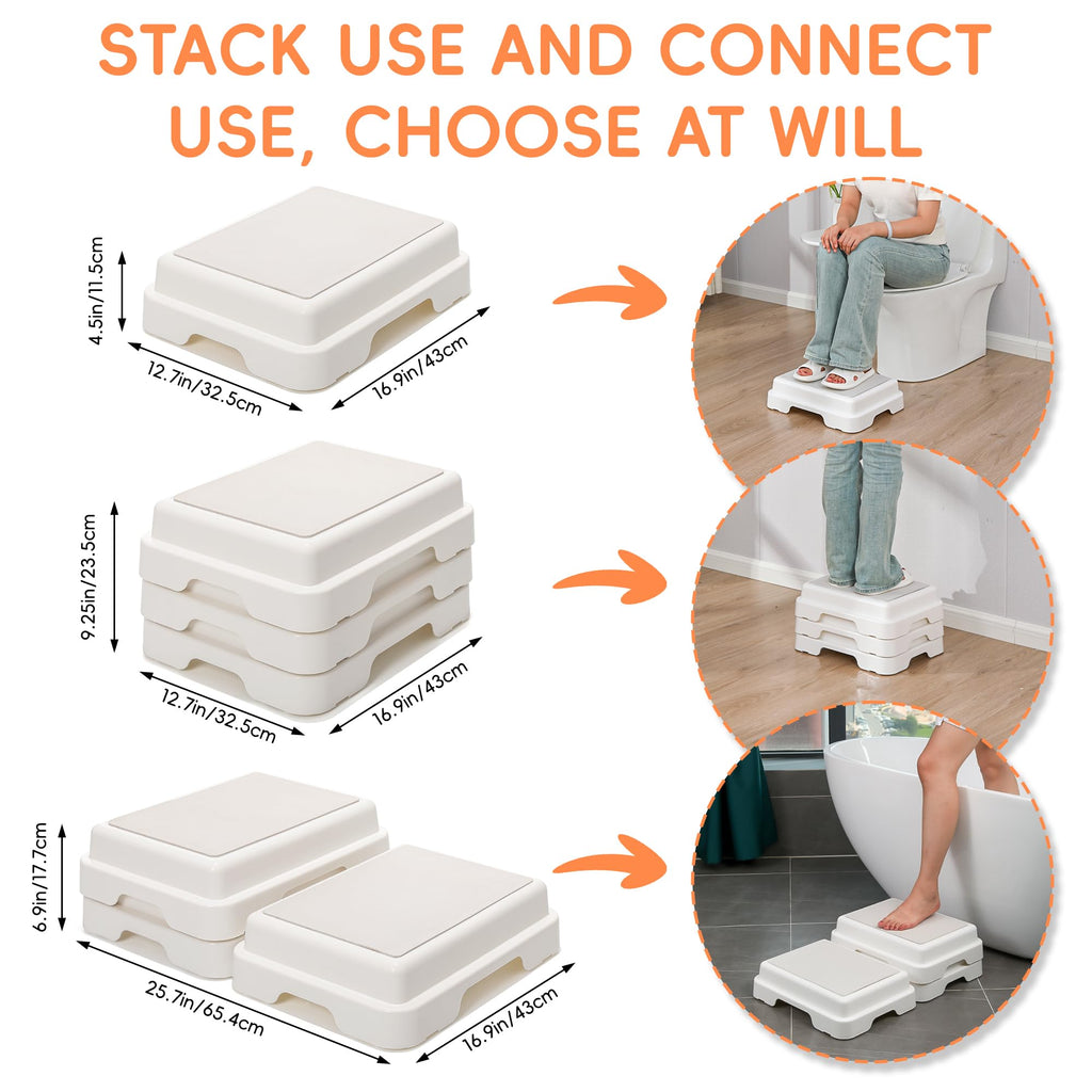 Shower Bath Step Stackable Bathtub Non Slip Safety Step Stool, Indoor/Outdoor Handicap Wideing Hands Free Platform Medical Portable Stack-Able, for High Beds, Kitchens,Bathroom.