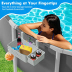 Poolside Storage Basket 2 Pack - Above Ground Pool Accessories, Swimming Pool Storage Baskets with Cup Holders,Fits 3” or Smaller Top Rails,Versatile Organizer for Pool Toys,Towels,Beverages (Grey)