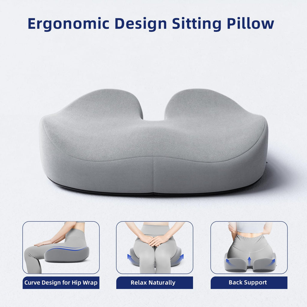 Ruizman Seat Cushions for Office Chairs - Large Office Chair Cushion for Butt - Memory Foam Seat Cushion for Tailbone Pain Relief | 18.1x16.5 Inches (Dark Grey)