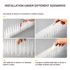 OFFO Clear Bird Spikes Pigeon Outdoor Spikes for Cat Keep Birds Raccoon Woodpecker Off Covers 8 Feet, Frosted White