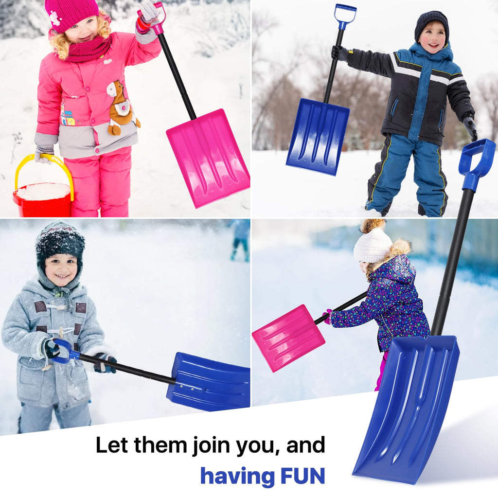 Kids Snow Shovel for Child Age 2-10 Years Old, Plastic Small Snow Shovel with Lightweight Handle, Sturdy 31.5" Snow Shovel Gifts for Kids Boys Girls Snow Fun, Blue