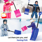 Kids Snow Shovel for Child Age 2-10 Years Old, Plastic Small Snow Shovel with Lightweight Handle, Sturdy 31.5" Snow Shovel Gifts for Kids Boys Girls Snow Fun, Blue