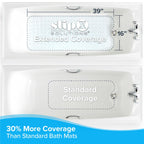 SlipX Solutions Power Grip Extra Long Bath Tub & Shower Mat 39x16, Wet Floor Non-Slip for Elderly & Kids Bathroom, 30% Longer Bathtub Mats, 200 Suction Cups, Drain Holes (1, Clear)