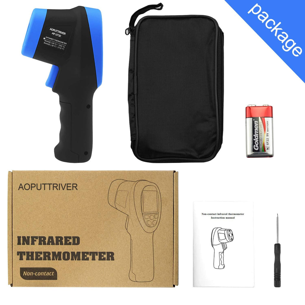 AOPUTTRIVER AP-2732 Pyrometer High Temp Thermometer Gun, Laser Thermometer Gun -58℉~2732℉(-50℃ ~ 1500℃), 30:1 IR Thermometer Gun, Non-Contact Thermometer for Pizza ovens, Kiln, Forge