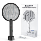PALONE Electric Fly Swatter 4000V Bug Zapper Racket 2 in 1 Fly Swatter with 1200mAh Battery Rechargeable Mosquito Killer Lamp with 3 Layers Safety Mesh for Indoor and Outdoor (Black)