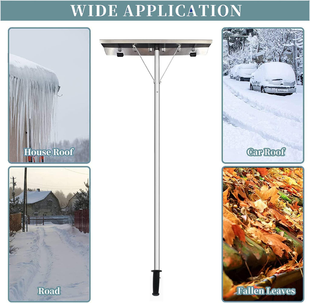 CASUNER 20 Feet Aluminum Snow Rake, with 25.5 Inch Blade, 5 Extension Tubes & Anti-Skid Handle, Efficiently Remove Snow, Leaves, and Debris
