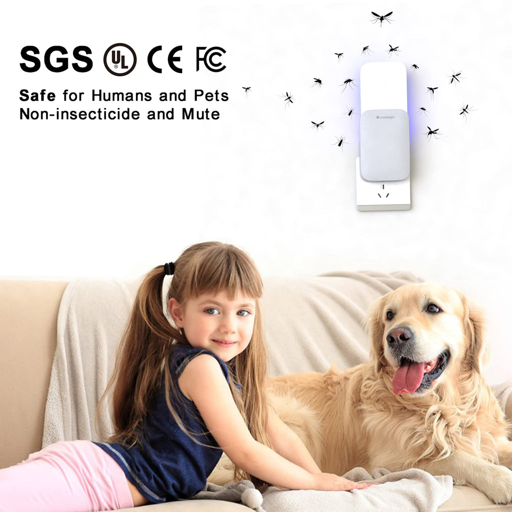 Mosalogic Fly Insect Trap Plug-in Mosquito Killer Indoor Gnat Moth Catcher Fly Tapper with Night Light UV Attractant Catcher for Home Office Grey-1Pack