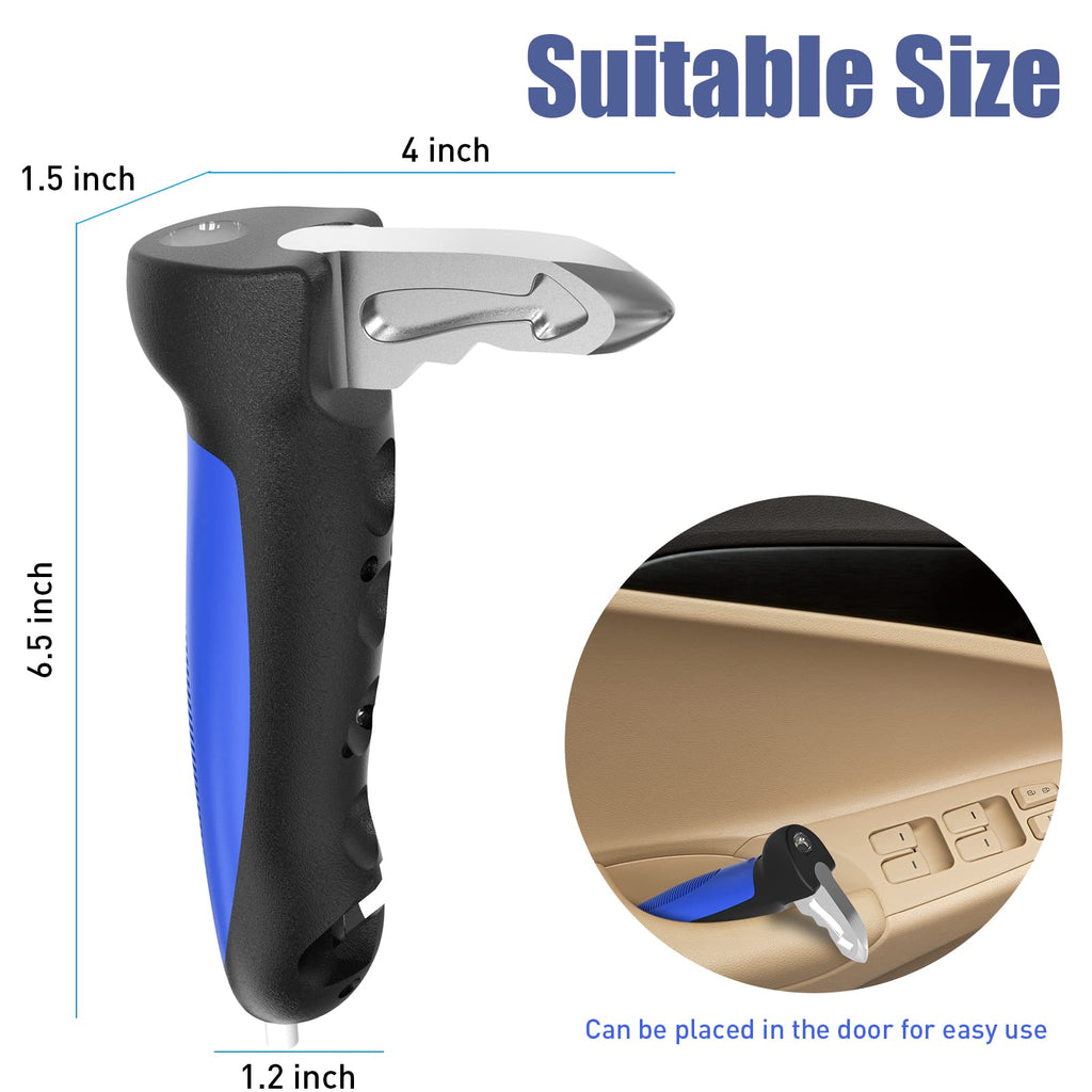 5 in 1 Vehicle Support Handles, Elderly Portable Automotive Door Assist Handles Multifunction Car Handle with LED Flashlight Seatbelt Cutter and Window Breaker for Elderly and Handicapped (Blue)