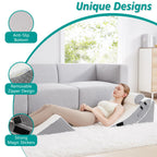 Longering 4PCS Orthopedic Bed Wedge Pillow Set for Post Surgery - Adjustable Wedge Pillow for Neck Back and Leg Pain Relief - Triangle Pillow Wedge for Acid Reflux & Sleeping & GERD (White Grey)