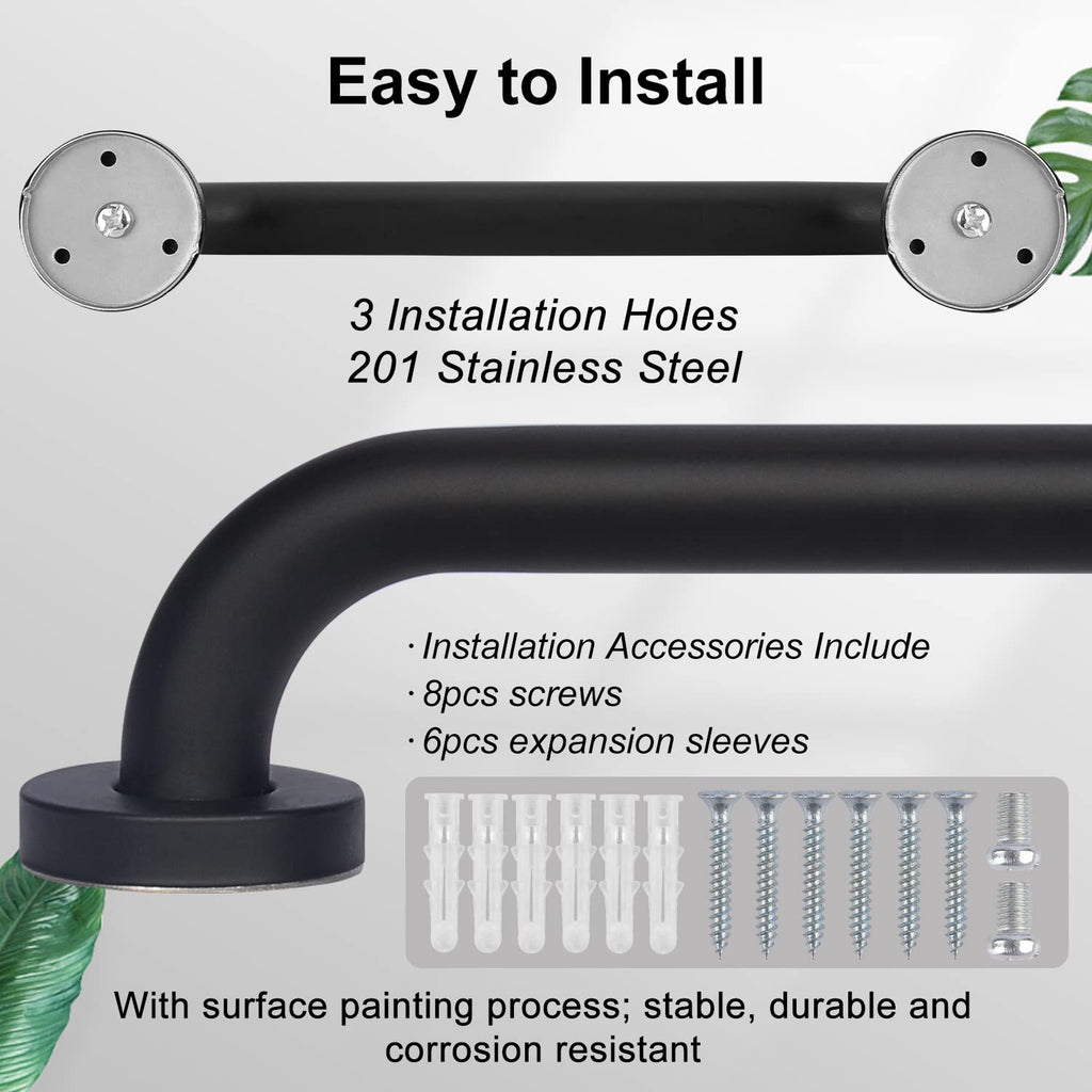 supregear Bathroom Grab Bar, 24 in Non-Slip 201 Stainless Steel Bathroom Safety Grab Bar Oil Rubbed Black Hand Rail for Bathtub Toilet Kitchen Bedroom Shower, Concealed Screw Wall Mounted