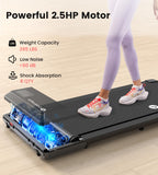DeerRun Walking Pad 2 in 1 Under Desk Treadmill, 2.5HP Low Noise Walking Pad Running Jogging Machine with Remote Control for Home Office, Lightweight Portable Desk Treadmill Installation Free