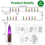 LAMPHOME Super-Bright Extendable Orange Purple and Green Christmas Lights Decoration 150Lights 31.9ft UL Certified Mini Bulb String Lights Set for Outdoor Halloween Christmas Tree Garden Holiday Decor