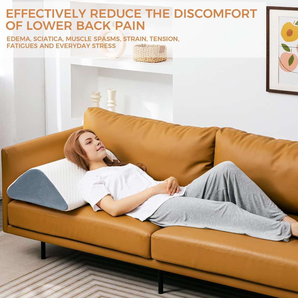 Knee Wedge Pillow 6.3'' for Post-Surgery Recovery - Leg Elevation Support for Sleep Position,Alleviating Lower Back & Hip Pain Enhancing Circulation in Ankles Legs Triangle Pillow with Removable Cover