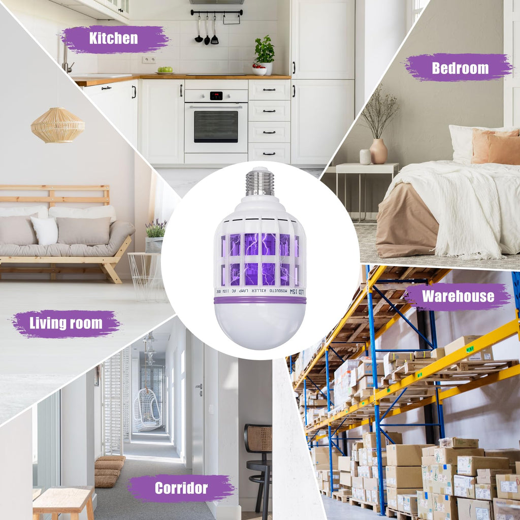 Hywean 2 Pack Bug Zapper Light Bulbs, 2 in 1 Mosquito Light Bulb, Mosquito Zapper Light Bulb UV LED for Patio and Indoor