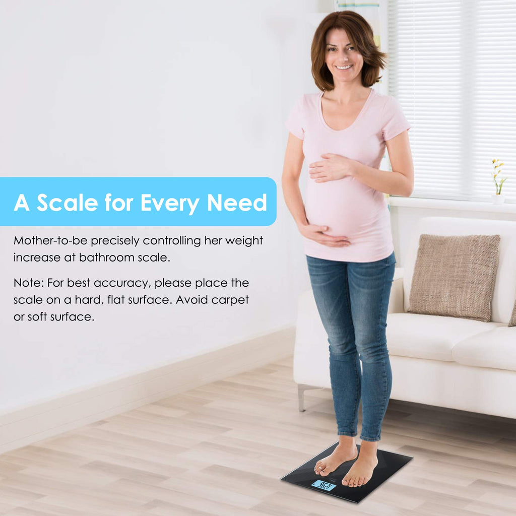 himaly Digital Body Weight Scale, USB Rechargeable Bathroom Scale with Step-On Technology, Back Light Display, Digital Weight Scale, 400Ibs/180kg Capacity, 6mm Tempered Glass