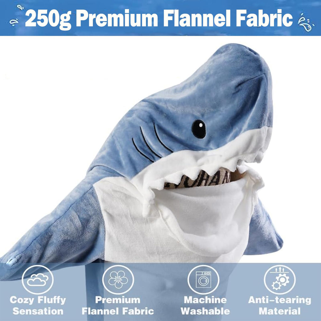 DDMY Shark Blanket Shark Onesie, L Size Flannel Cozy Blanket Hoodie Wearable Blanket Halloween Blanket for Cosplay, Cartoon Throw Blankets Sleeping Bag Shark Costume Christmas Blanket Cute Blanket