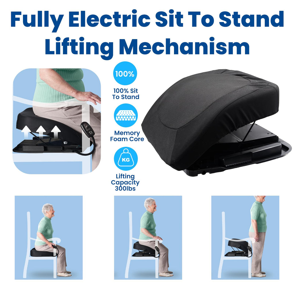 BEEKINGDOM Powered Lift Cushion, Electric Uplift Seat Assist Cushion, Chair Lift and Sofa Stand Assist, Support Up to 300 Lbs