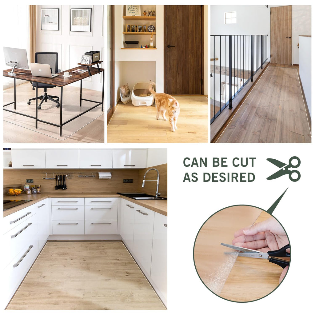 tixpol Clear Chair Mat, tixpol 75" x 60" Large Chair Mat for Hard Floors, Non-Slip Floor Protector Desk Mat for Home Office, Vinyl Floor Mat for Kids and Pets - Not Used for Carpets (Clear)