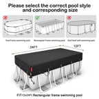 QH.HOME 12x24ft Rectangular Pool Cover,[Ultimate Windproof & Tear-Resistant Fabric],Snug Fit with Patented Ratchet & Weight Rings,Solar Pool Cover for Above Ground Pools, Blocks Leaves &Waterproof