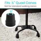 Vive Quad Cane Tips (Set of 4) - Heavy Duty 1/2 inch Replacement Rubber Foot - Black Attachment Base Grip - Accessories for Walking and Standing Stick - Durable End for Women, Men, Seniors, Elderly