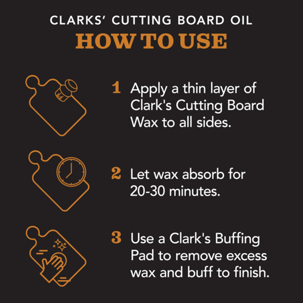 CLARK'S Bamboo Cutting Board Care Kit, Includes Mineral Oil (12oz) and Carnauba Beeswax (6oz) Enriched with Orange & Lemon Extract, Bamboo Cutting Board Oil Food Grade, Cutting Board Wax Bamboo