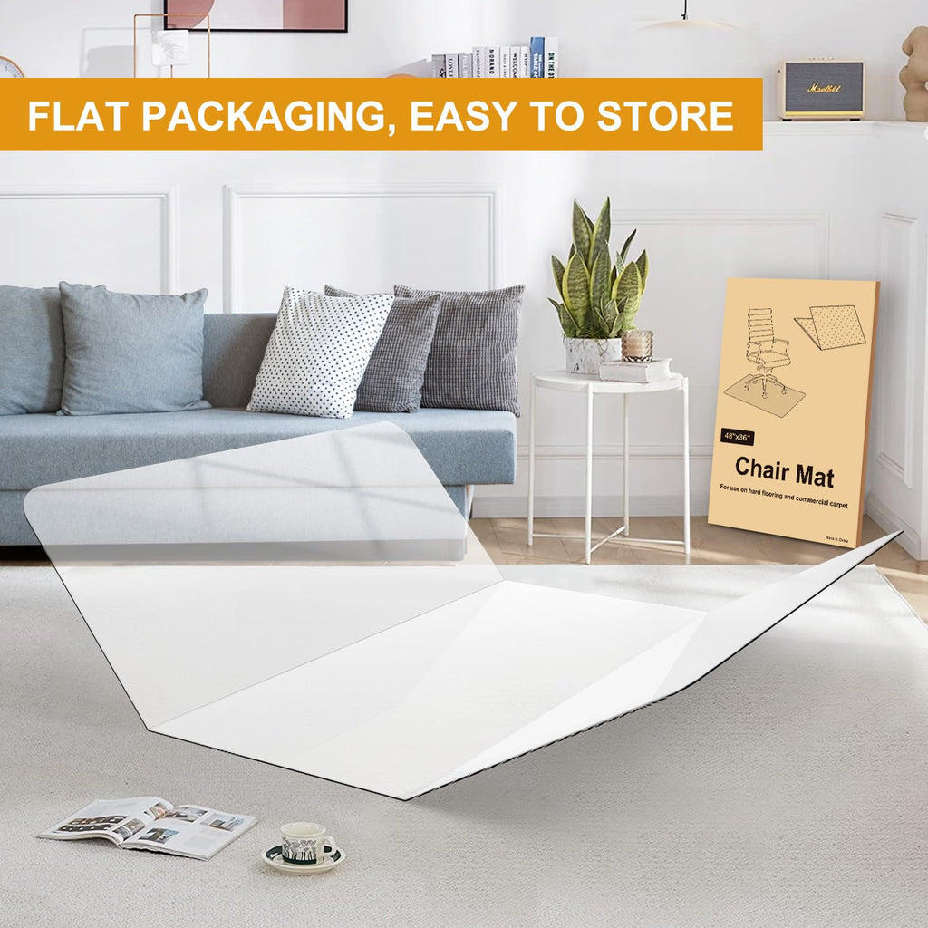 Heavy Duty Office Chair Mat for Carpet and Hardwood Floor Crystal Clear-0.12 Inches Thick Desk Chair Mat 35'' x 48'' Tempered PC Material Floor mats for Office Home