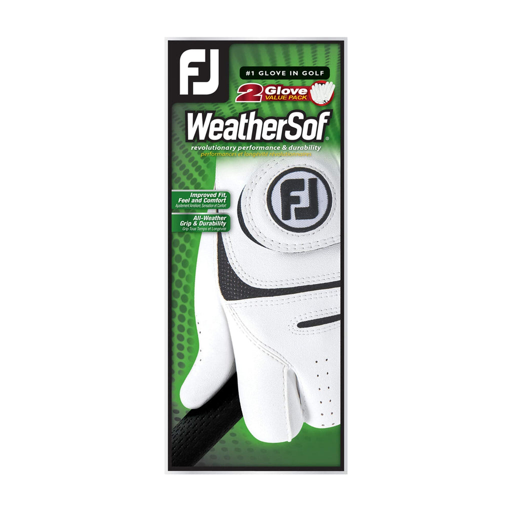 FootJoy Men's WeatherSof Golf Glove White Large, Worn on Right Hand, 2 Count (Pack of 1)