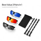 3 Pack Polarized Sports Sunglasses for Men, UV Protection Half Frame Sunglasses Comfortable for Running Cycling Driving