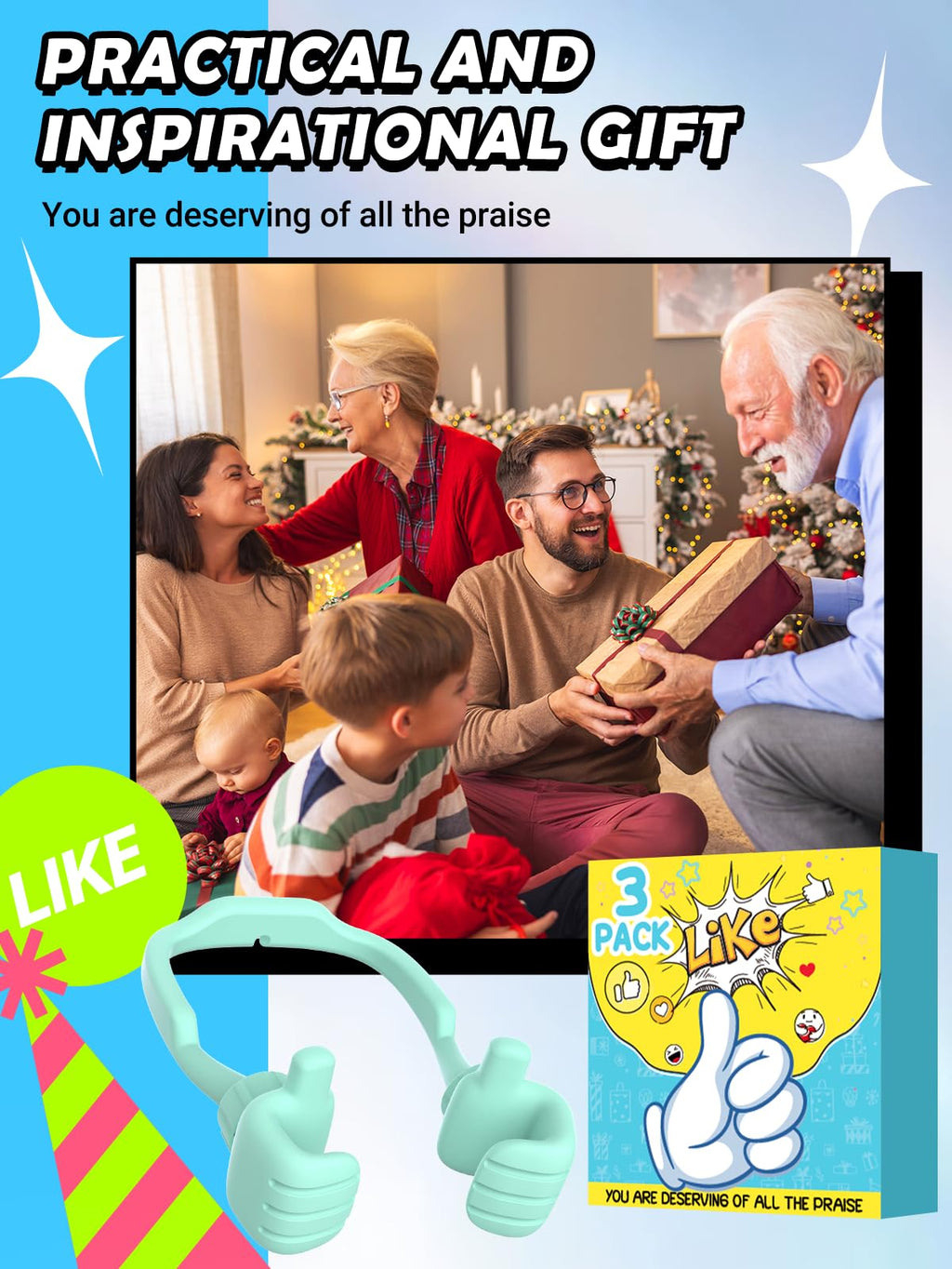 Stocking Stuffers for Adults Teens Boys Girls Mens Gifts for Kids Christmas: Thumbs Up Lazy Phone Stand for iPhone Cell Phone Holder Funny Gifts for Teenage Women Wife Gag Cool Gadgets Stuff Ideas