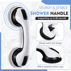 Grab Bars for Bathtubs and Showers, 12 Inch Shower Handle Strong Suction Shower Grab Bar, Bathtub Rails for Seniors, Elderly, Handicap (2 Pack) -Black
