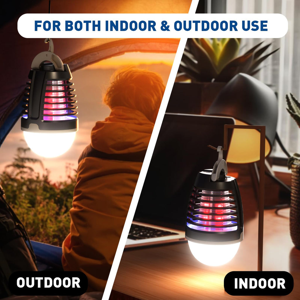 vertmuro Portable Bug Zapper Outdoor Indoor, Electric Mosquito Fly Killer Lamp with Three Lighting Mode, USB Rechargeable Light Bulb Zapper for Camping, Home, Patio (1 Pack)